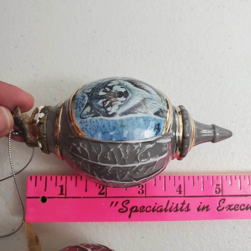 20 Pc Bradford Exchange‎ Voices of the Wilderness Wolves Porcelain Ornaments VTG